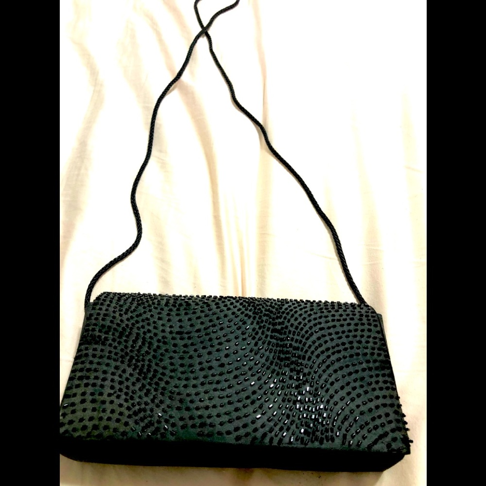 Black beaded clutch